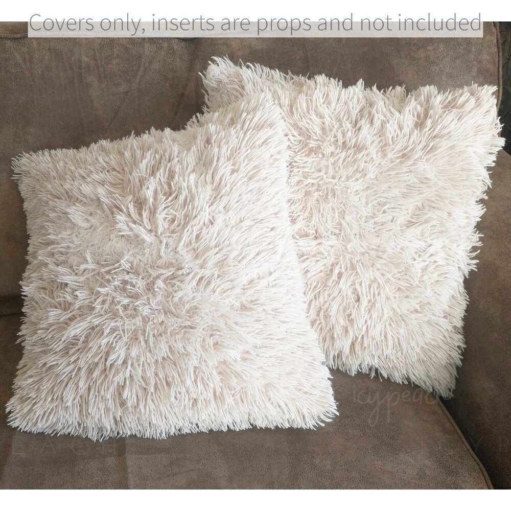NordECO Home Luxury Throw Pillow Covers 2 Pack18”x18” Beige Faux Fur Fleece